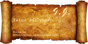 Ivicz József névjegykártya